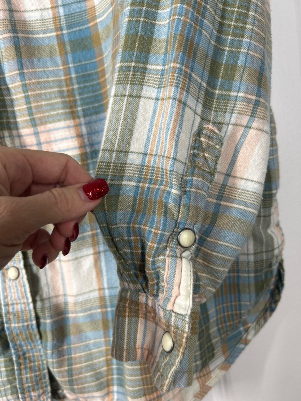 American Eagle Plaid Flannel Shirt Sz XS Pearl Snap Grunge Longsleeve Streetwear - Picture 5 of 14